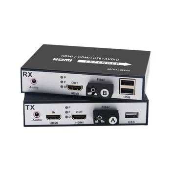 1 пара 1080 P 60 Гц HD MI волоконно-оптический трансивер 20 км USB KVM удлинитель с петлей и аудио SC HDMI волоконно-оптический удлинитель