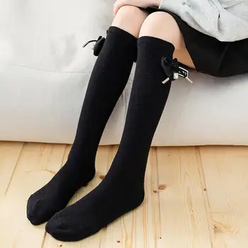 1 пара красивых носков для икр, универсальные износостойкие детские носки с бантиком, носки средней длины