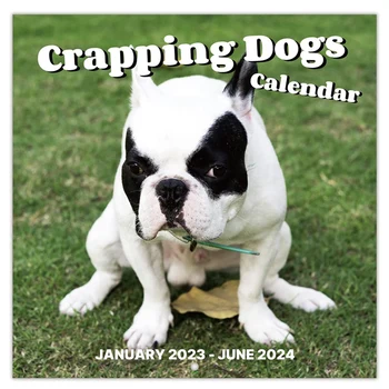 1 ШТ Настенный календарь на 2024 год-Календарь на 2024 год, 12 ежемесячных какающих собак, Календарь на 2024 год, Забавные подарки с кляпом во рту