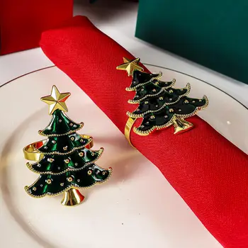 1 шт. Рождественские кольца для салфеток, Рождественская елка, держатель для салфеток, Рождественская ресторанная пряжка, тканевое кольцо для украшения домашнего праздничного обеденного стола