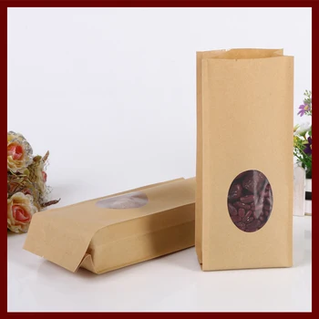 10*24+6 10шт коричневых самооткрывающихся крафт-бумажных пакетов с окошком для подарков, сладостей, продуктов питания, чая, ювелирных изделий, розничной упаковки