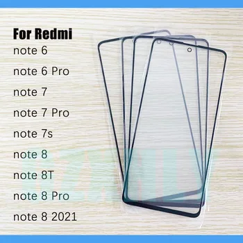 10 шт./лот Переднее стекло для Xiaomi Redmi Note 7s 8T Note 6 7 8 2021 Pro с сенсорным экраном, ЖК-дисплей, стекло внешней линзы
