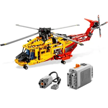 1056 штучных кирпичей Электрический спасательный вертолет Техническая модель Строительный блок Городская игрушка для подарков мальчику на День рождения