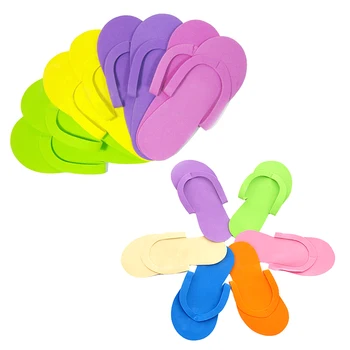 12 пар одноразовых поролоновых тапочек для спа-педикюра, флип-флоп Разных цветов для салонных инструментов по уходу за ногами Случайный цвет