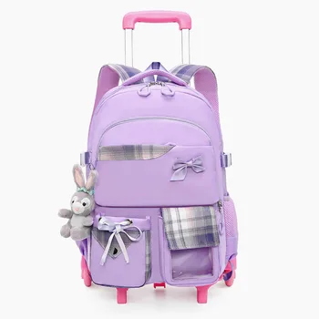 16-дюймовая школьная сумка-тележка на колесиках для девочек, школьный рюкзак на колесиках, сумка для багажа на колесиках, школьный ранец для девочек