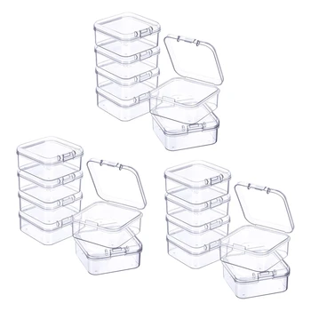 18 Штук Мини-пластиковой прозрачной коробки для хранения мелких предметов, бусин, украшений, Визитных карточек