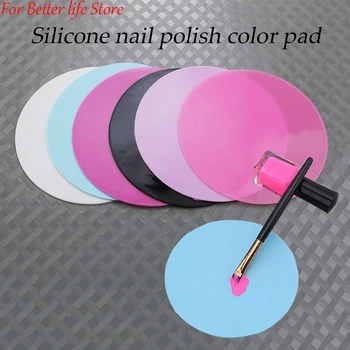 1ШТ 9,5 см Круглый коврик для маникюрного столика Силиконовый коврик для рисования ногтей, Моющаяся окрашенная цветная пластина, Аксессуары для маникюра