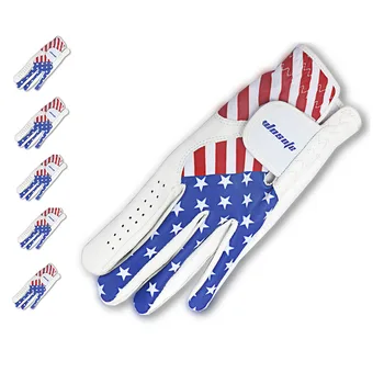 1шт Перчатки для гольфа Мужские С Рисунком американского флага для левой руки Мягкие Дышащие Перчатки для гольфа для спорта на открытом воздухе Удобные