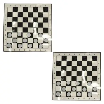 2 комплекта шашек для детей и взрослых Обучающая Складная Шахматная доска Настольная игра Интеллектуальные Интерактивные детские игры