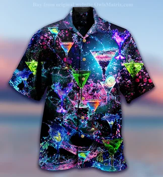 2022 Новая гавайская рубашка для мужчин с 3D принтом, кубинские топы с коротким рукавом, Гавайская одежда для пляжного бара Оверсайз, Летние рубашки для отдыха для мужчин