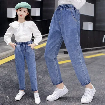 2022 Новые высококачественные джинсы для девочек, весенние джинсы, детская одежда, Детские брюки, Повседневные брюки, Джинсы для девочек, одежда