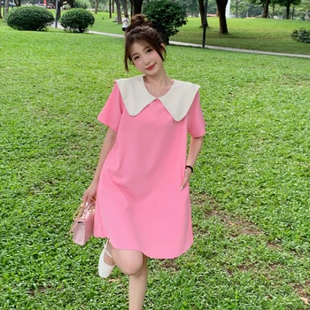 2023 Женщины До и после Двух наденут платье с бантом, Корейскую версию Свободного платья Fat MM Hide Meat Thin Для уменьшения возраста