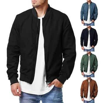 2023 Мужская летная куртка-бомбер, повседневные пальто с застежкой-молнией в стиле пэчворк, с карманами, повседневная верхняя одежда, осенне-зимняя одежда, уличная одежда