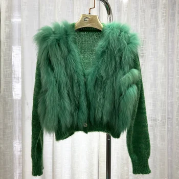 2023 Осеннее женское пальто Оверсайз из натурального лисьего меха, свободное Весеннее Пальто из лисьего меха, сшитое вместе с украшением, Свитер, верхняя одежда, женские пальто