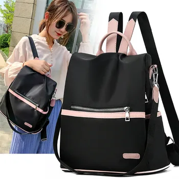 2023 Повседневный Оксфордский рюкзак Женские черные водонепроницаемые нейлоновые школьные сумки для девочек-подростков, высококачественная модная дорожная сумка-тоут