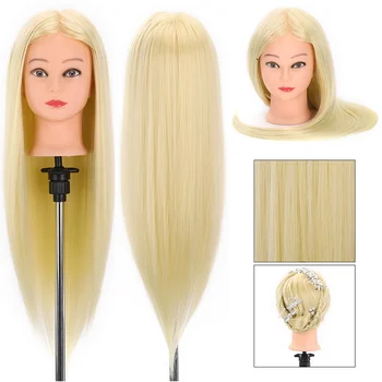 21 дюйм 53 см Серебристый манекен для волос, обучающая головка, Парикмахерские куклы с зажимом из высокотемпературных синтетических волос