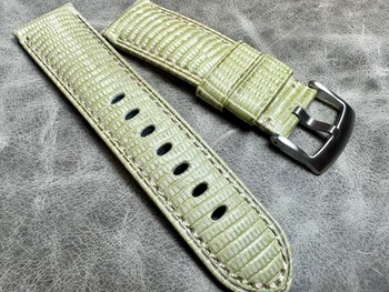 24 мм Редкий Уникальный браслет Ручной работы из кожи ящерицы, кожаный ремешок для часов, мужской винтажный ремешок на запястье, высококачественный ремень