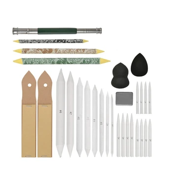 29 ШТ. Инструмент для рисования эскизов, набор для смешивания пеньков и лепешек, Блендеры для рисования, Наждачная бумага, карандаш для студента-художника