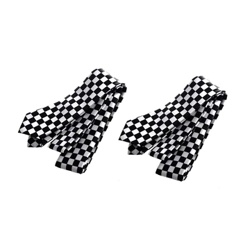 2X Мужской Черно-Белый Клетчатый галстук в клетку