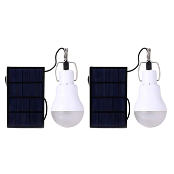 2X Светодиодных лампы на солнечной батарее, Портативная энергетическая лампа для кемпинга на открытом воздухе 15 Вт