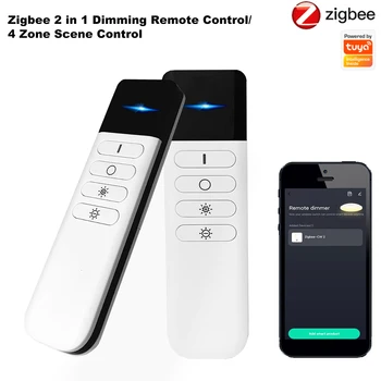 2в1 Tuya ZigBee Wireless Smart Scene Switch DW CCT Контроллер Регулировки Яркости Светодиодной Ленты 4 Банды Remote Smart Life APP Для Alexa Google