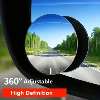 2ШТ Вращающихся на 360 градусов вспомогательных зеркал заднего вида без рамки со слепыми зонами