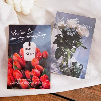 30 листов / комплект Серия открыток Creative Flowering Period с цветочным рисунком В стиле INS, Материал для ручного счета, Поздравительные открытки, Канцелярские принадлежности