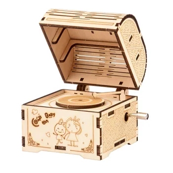 3d Деревянная Модель Головоломки Детская Игрушка-Головоломка Для Взрослых Декомпрессионная Сборка Diy Классическая Музыкальная Шкатулка Treasure Box p294