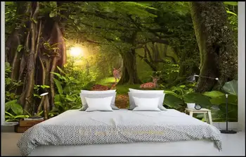 3d обои фото на заказ Девственный лес ботанический сад олень солнечный декор гостиная 3d настенные фрески обои для стен 3 d