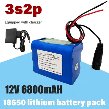3S2P 12V 6800mah batterie 18650 Li-Ion 12,6 Ah akkus mit BMS Lithium-Batterie packs Schutz Bord + ladegerät