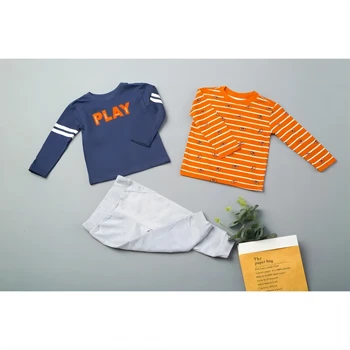 3ШТ Весенне-осенний модный принт в желтую полоску Серый Комплект детских штанов Спортивная одежда для мальчиков и младенцев Одежда для новорожденных