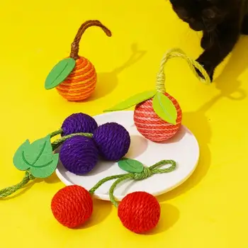 4,5 см Кошачий шарик из сизаля, имитирующий жевательные игрушки в форме фруктов, Зоотовары для снятия стресса, тревоги и скуки, прямая поставка