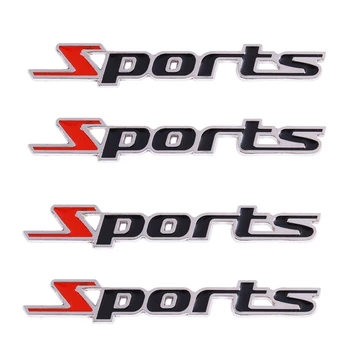 4 Шт Черно-Красные Металлические Спортивные Буквы Автомобильный Значок Наклейка Эмблема Декор
