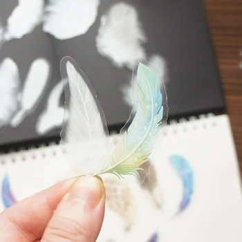 44 шт., чисто-белое Разноцветное Птичье перо в стиле полета, ПВХ Наклейка для скрапбукинга, подарочная упаковка 