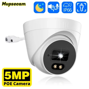 5-Мегапиксельная внутренняя наружная купольная PoE IP-камера Цветная аудиозапись ночного видения Для PoE NVR системы видеонаблюдения 3,6-мм IP-камеры с детектором движения
