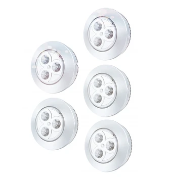 5 упаковок светодиодных беспроводных ночных ламп с батарейным питанием, безопасные светильники для прихожей, кухни, спальни, ванной комнаты, шкафов.