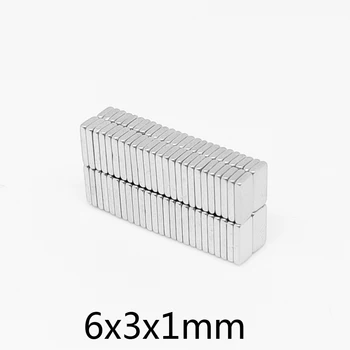 50 ~ 3000ШТ Блок 6x3x1 мм Мощные магниты Лист 6 мм X 3 мм Постоянный Магнит 6x3x1 мм Тонкий Неодимовый Магнитный Сильный магнит 6*3*1 мм
