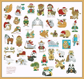 58-55 Набор для вышивания крестиком рождественских животных, ручная роспись для дома, хит продаж