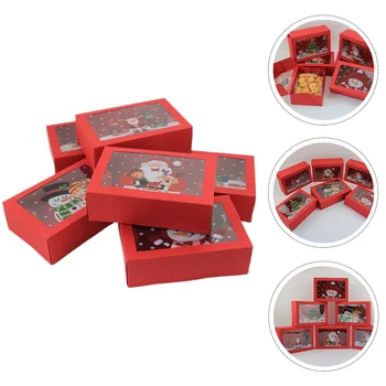 6шт Коробок для Рождественских Угощений Многоразовые Бумажные Контейнеры для конфет Упаковочные коробки для вечеринок