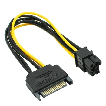8-дюймовый 15-контактный разъем PCI к 6-контактной розетке для кабеля питания Express Card Черный