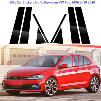 8 шт./компл. Карбоновая Черная Дверная Оконная Колонна BC Pillar Post Cover Trim PC Наклейки Для VW Polo MK6 2019 2020 Автомобильные Аксессуары