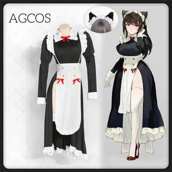 AGCOS Оригинальный дизайн, косплей костюм девушки-кошки, женское платье для ролевых игр на Хэллоуин, униформа, сексуальный косплей