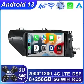 Android 13 Автомобильный Rodio для Toyota Hilux 2015-2020 Carplay Автоматический Мультимедийный Видеоплеер Навигационное Головное Устройство WIFI + 4G 360 Камера GPS
