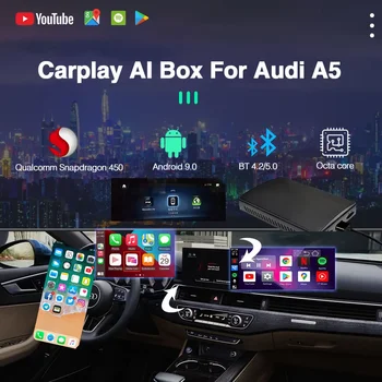 Android CarPlay AI Box Для Audi A5 2017-2020 Автомобильный ТВ-Видеобокс Беспроводная Зеркальная ссылка Netflix Yotube Android Auto Smart Adpater
