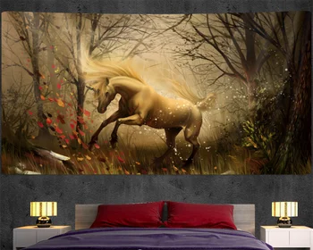 beibehang Custom papel de parede современная новая спальня украшение гостиной картина единорог животное фон лошади