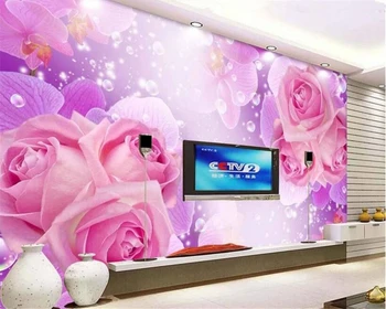 beibehang Personality fashion indoor papel de parede 3d обои розовые романтические теплые красивые фоновые стены для телевизора в гостиной