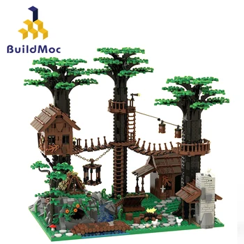 BuildMoc Штаб-Квартира Лесных Жителей Набор Строительных Блоков Лесное Дерево Дикая Вилла Рай Кирпичи Игрушки Для Детей Подарок На День Рождения Малышу