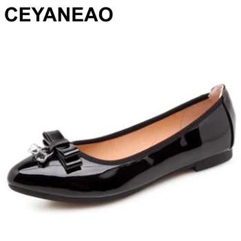 CEYANEAO / новинка 2019 года; женские балетки на плоской подошве с бантом и стразами; модная удобная складная обувь