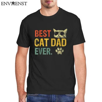 Envmenst 100% Хлопок, Модный винтаж, лучший подарок для кошачьего папы, мужская футболка, футболка оверсайз, повседневные топы, уличная одежда
