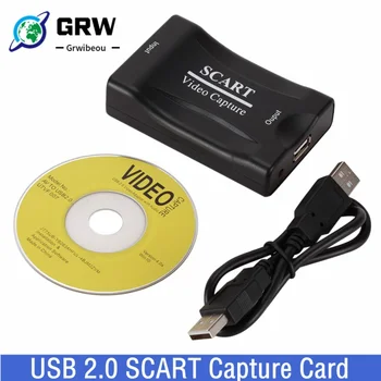 Grwibeou USB 2.0 Карта видеозахвата 1080P Scart Игровая приставка для записи потокового видео Домашний офис DVD-граббер Подключи и играй